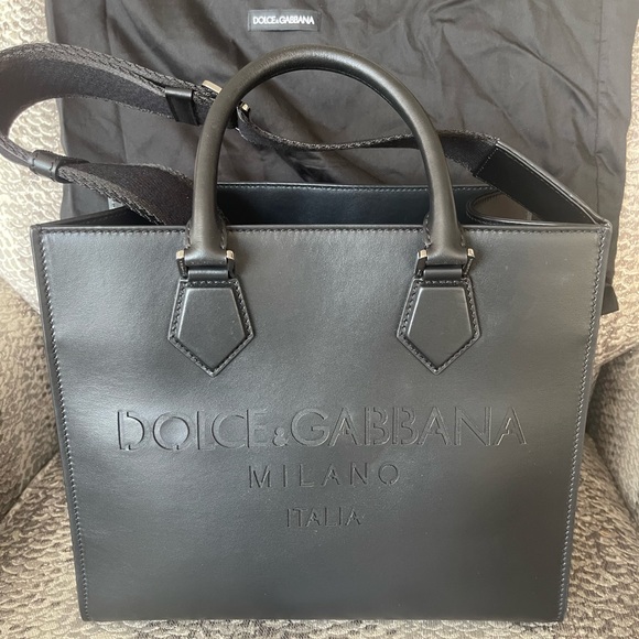 DOLCE & GABBANA Logo Embossed Tote Bag in Black - Picture 2 of 13